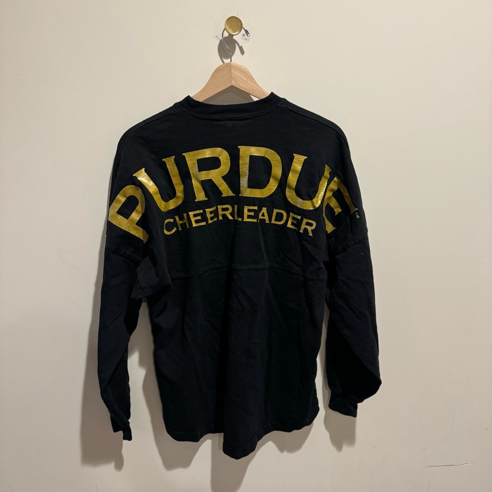 Purdue Spirit Cheerleader black and gold long sleeve shirt size small